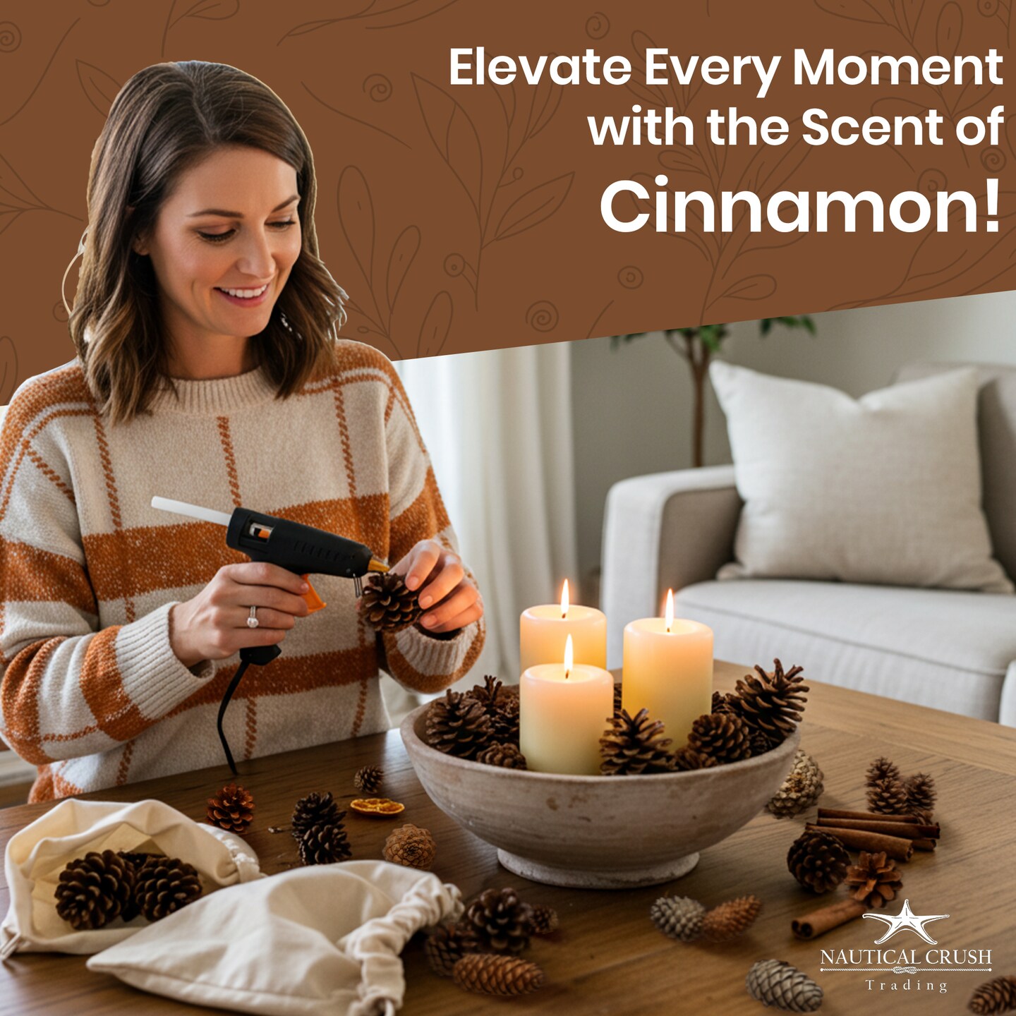 Cinnamon Scented Pinecones Variety 1 lb for Decorating, Over 40 Small Cinnamon Pine Cones for Crafts and Vase Filler Cinnamon Fragrance Pine Cones