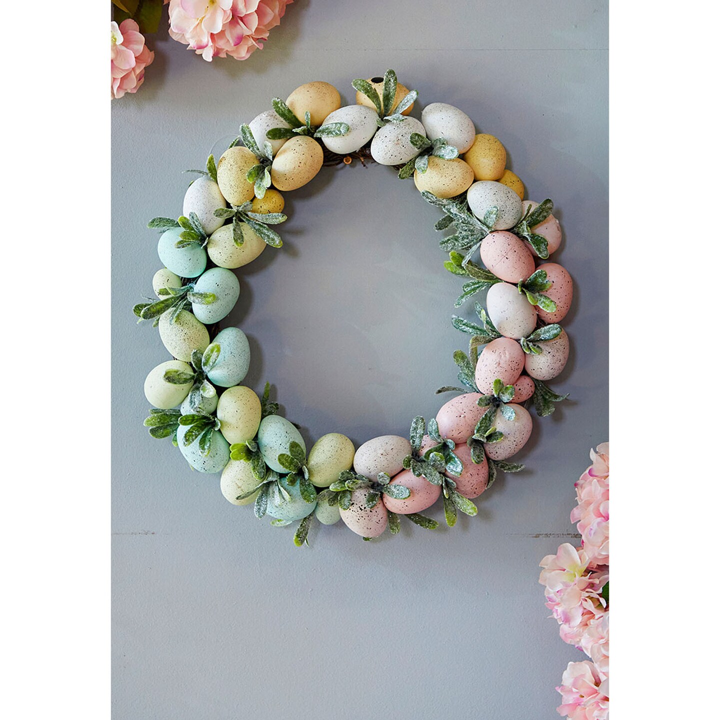 17" Easter Egg Wreath Colorful Spring Wreath for Door & Wall Decor