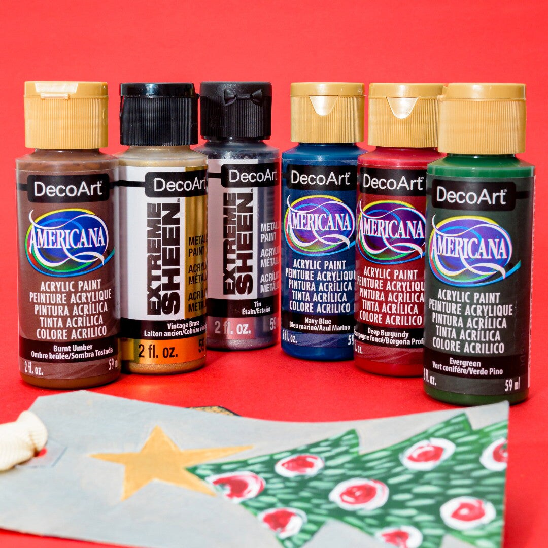 DecoArt Classic Christmas Paint Set, 6pc &#x2013; Americana Acrylics + Metallics for Holiday Crafts