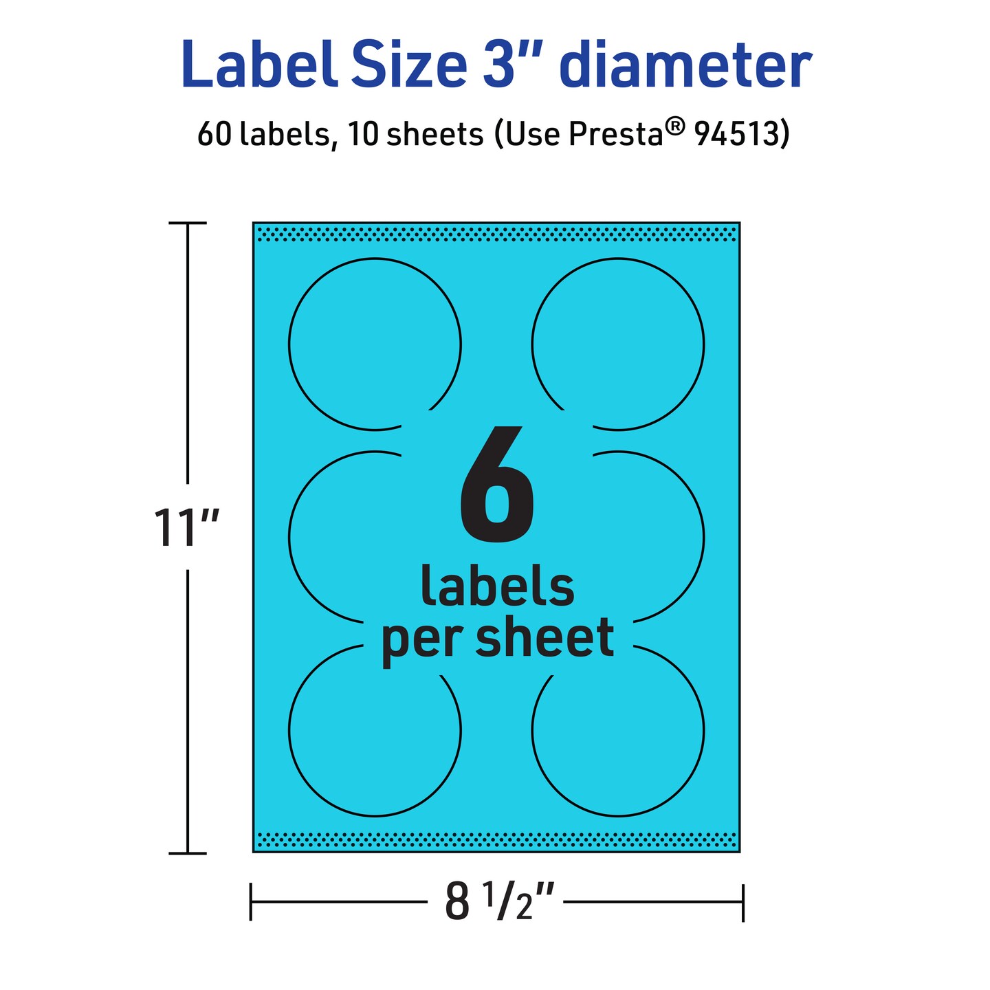 Avery Bright Blue Paper Labels, 3&#x22; Diameter Round