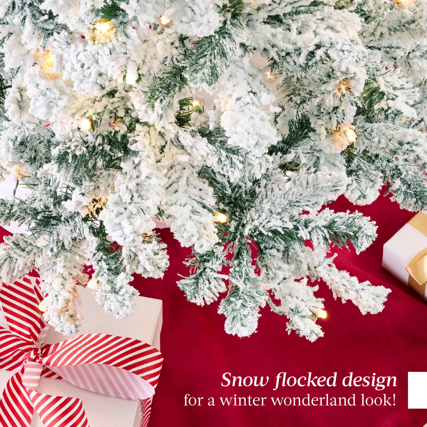 Best Choice Products Pre-Lit Sage Green Christmas Pine Tree w/ Flocked Branches, Warm-White Lights