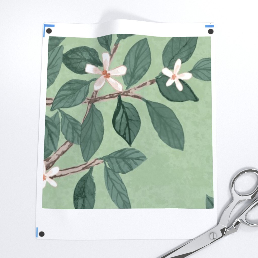Green Chinoiserie Large Scale Peony Floral Romantic Botanical Classic Feminine Custom Printed Fabric by Spoonflower Various Fabrics by the Yard or Fat Quarter