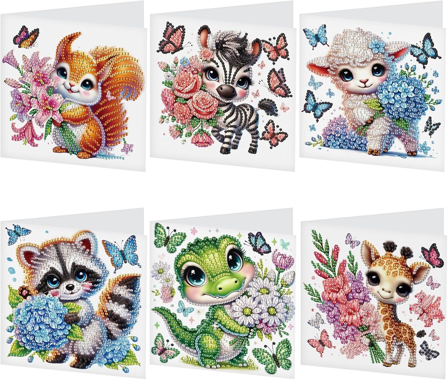 6-Pack Diamond Painting Greeting Card Kit – Special Shaped Diamonds DIY Handcraft for Birthday, Holiday, & Christmas Cards with Envelopes, Rhinestones & Tools