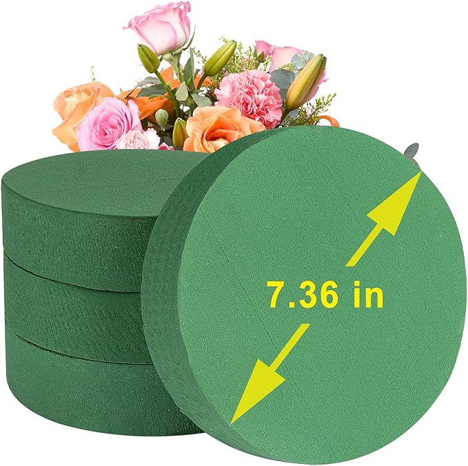 7.5Inch 8 Pack Round Wet Floral Foam Bricks DIY Floral Blocks for Spring Flower Arrangement and Wedding Holiday Decoration