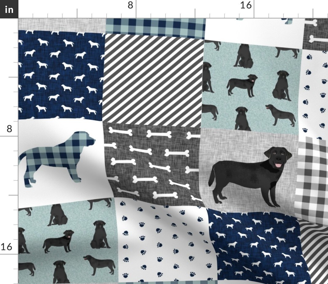 Black Lab Cheater Quilt Top Pet Dogs Breeds Pattern Wholecloth Labrador Retrievers Retriever Portrait Custom Printed Fabric by Spoonflower Various Fabrics by the Yard or Fat Quarter