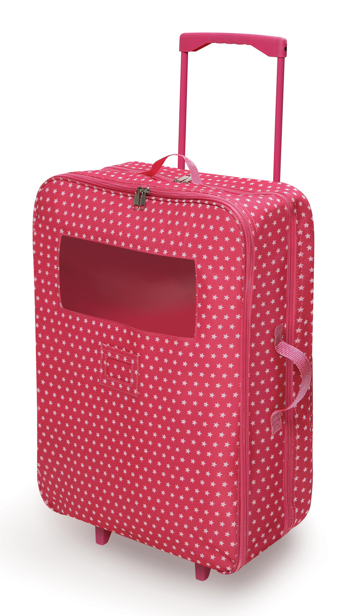 Badger Basket Double Trolley Doll Carrier with Two Sleeping Bags and Pillows - Pink/Star