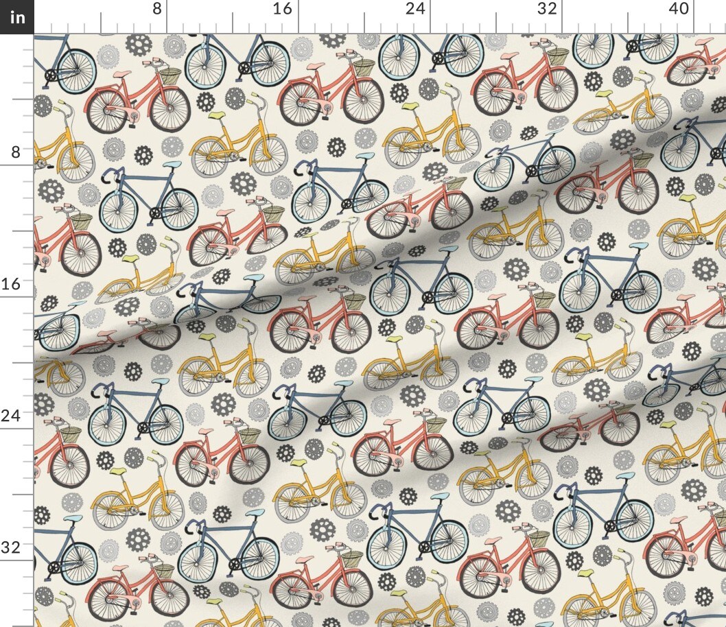 Various Fabrics by the Yard or Fat Quarter Cycling Gears Race Bike Bicycle Sport Custom Printed Fabric by Spoonflower