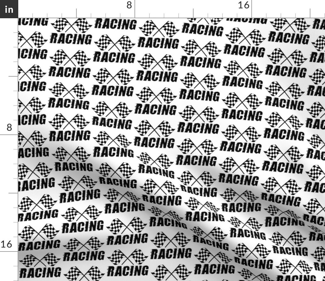 Racing Flag Car Checkered Custom Printed Fabric by Spoonflower Various Fabrics by the Yard or Fat Quarter