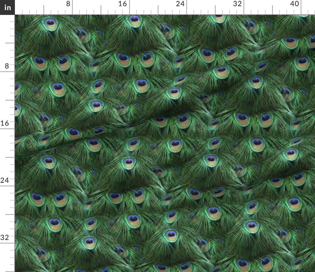 Various Fabrics by the Yard or Fat Quarter Tale Peacock Tail Feathers Feather Bird Fancy Photographic Abstract Custom Printed Fabric by Spoonflower