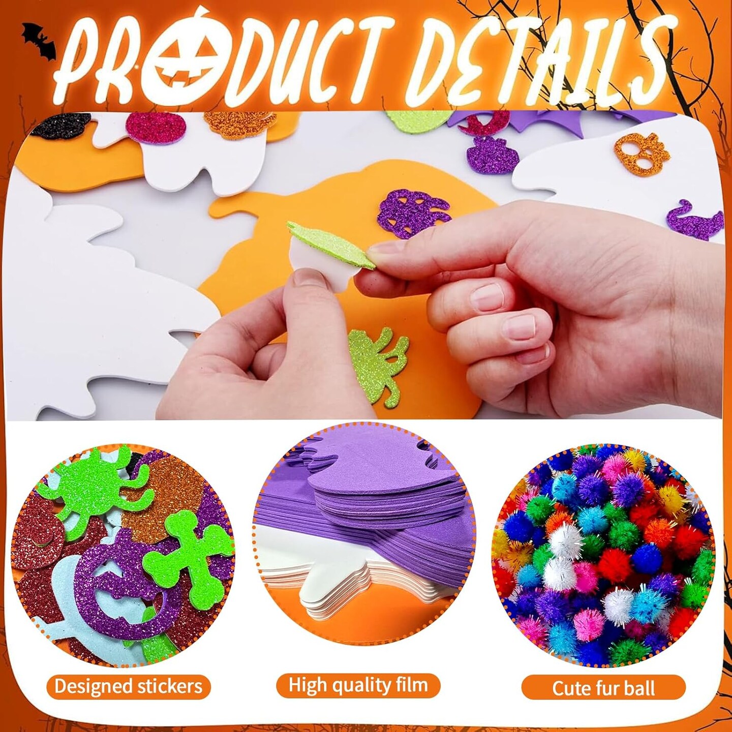 399 Pcs Halloween Foam Craft Kit,36 Sets Halloween Foam Stickers Set,