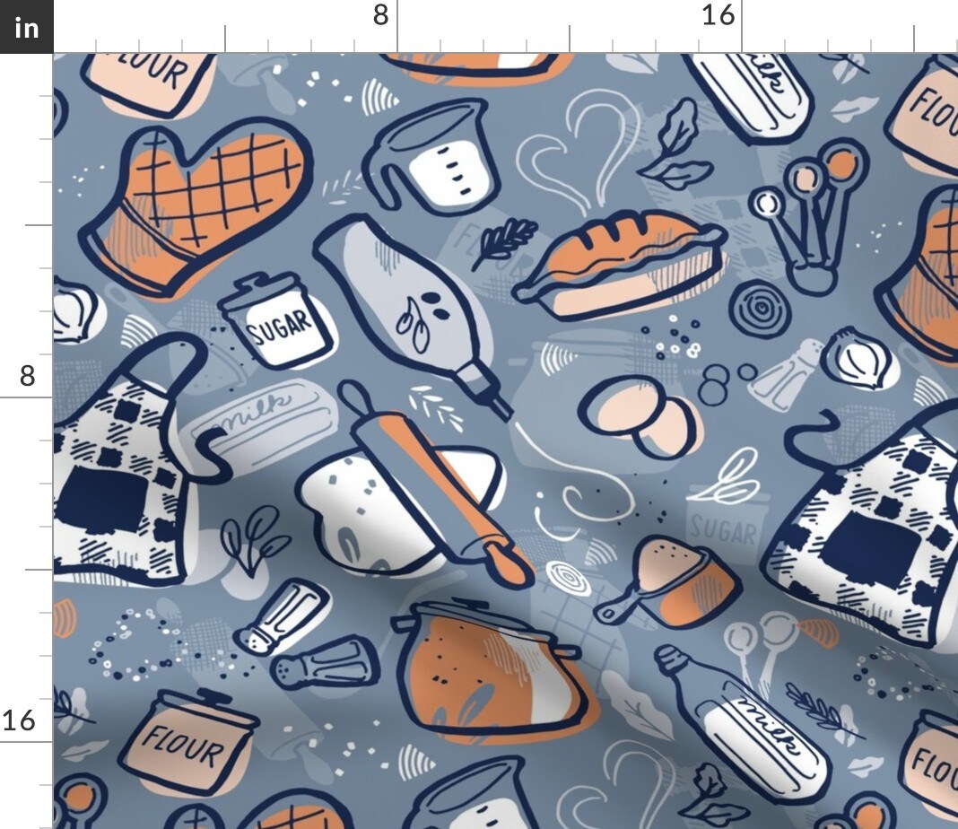 Cooking Food Kitchen Cook Chef Baking Custom Printed Fabric by Spoonflower Various Fabrics by the Yard or Fat Quarter