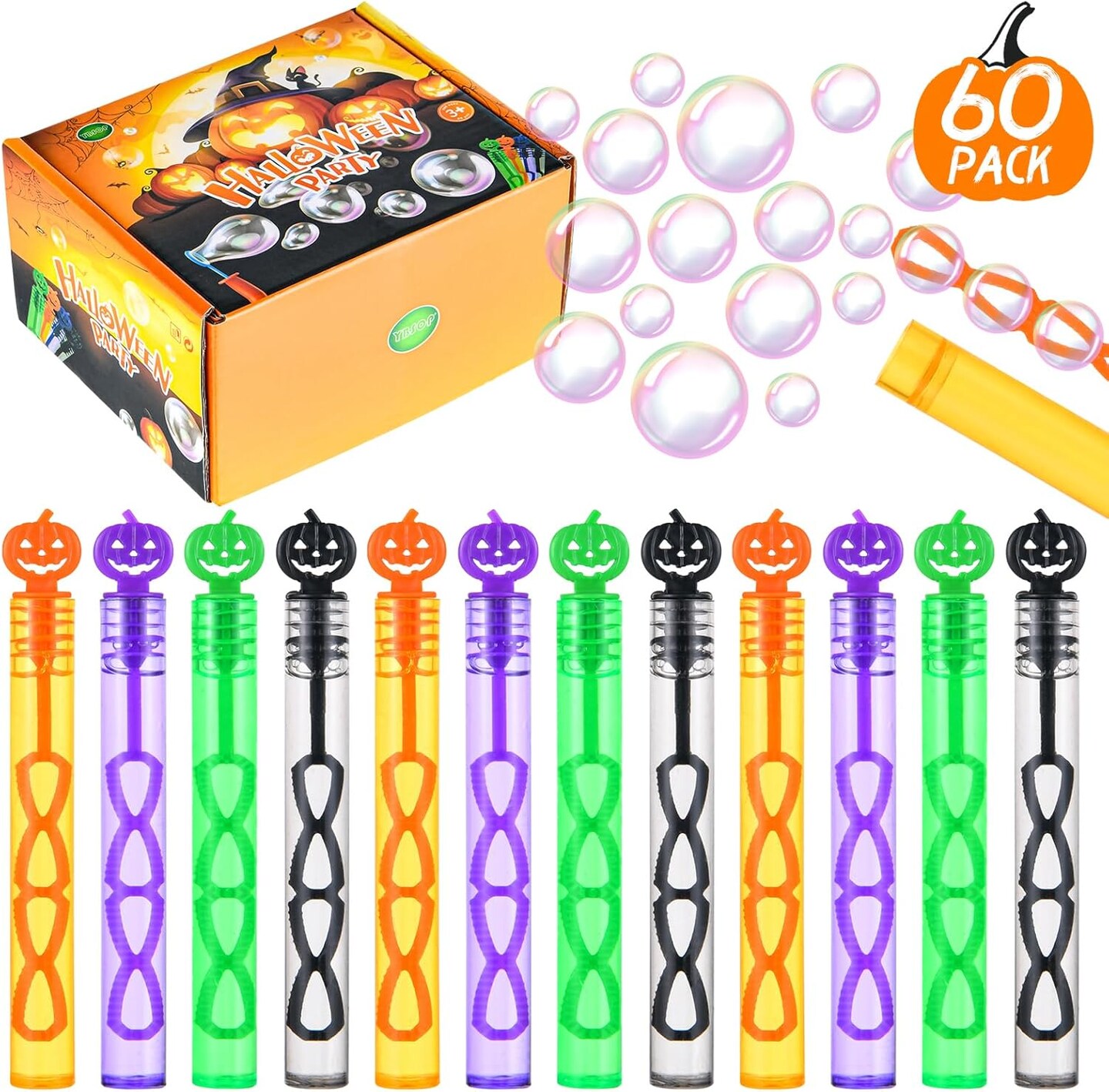 60 Pack Halloween Bubble Wands - Mini Bubble Toys