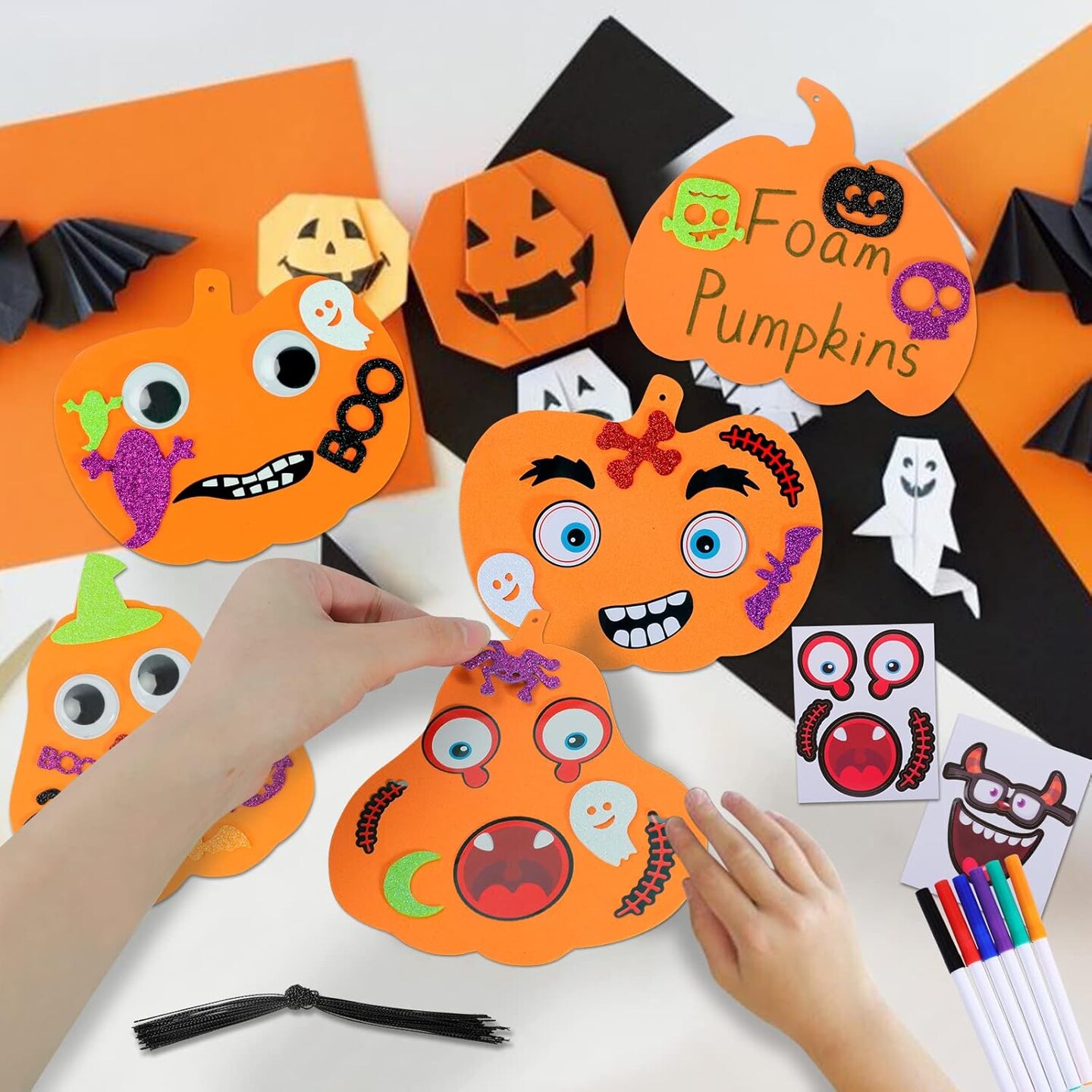 312PCS Halloween Pumpkin Foam Stickers - Halloween Craft Kit