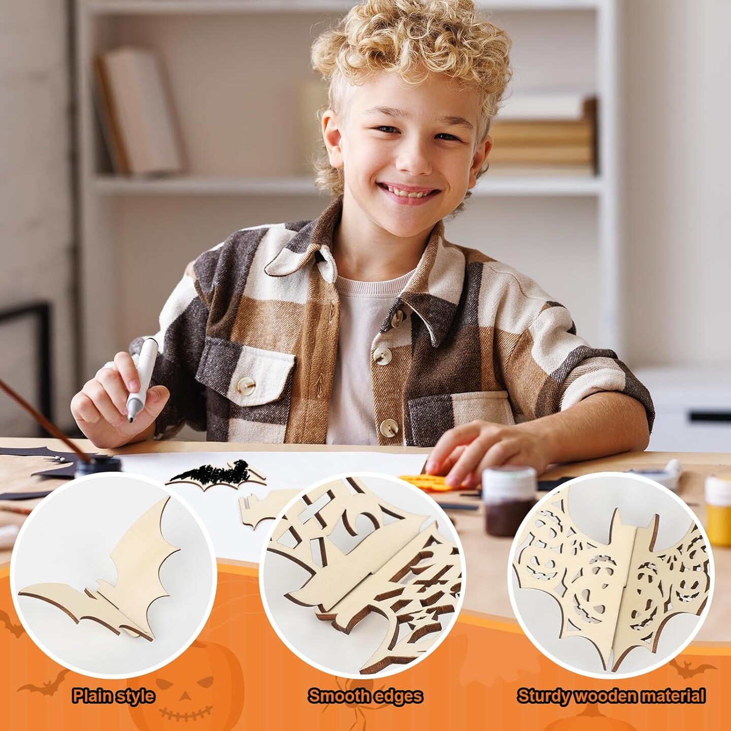 DIY 3D Halloween Bats Wood Crafts to Paint