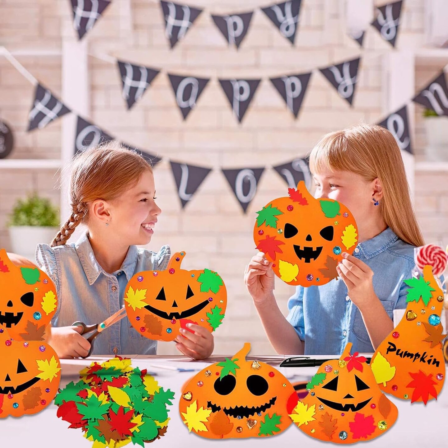 35 Pieces Halloween Foam Pumpkin Craft Kits
