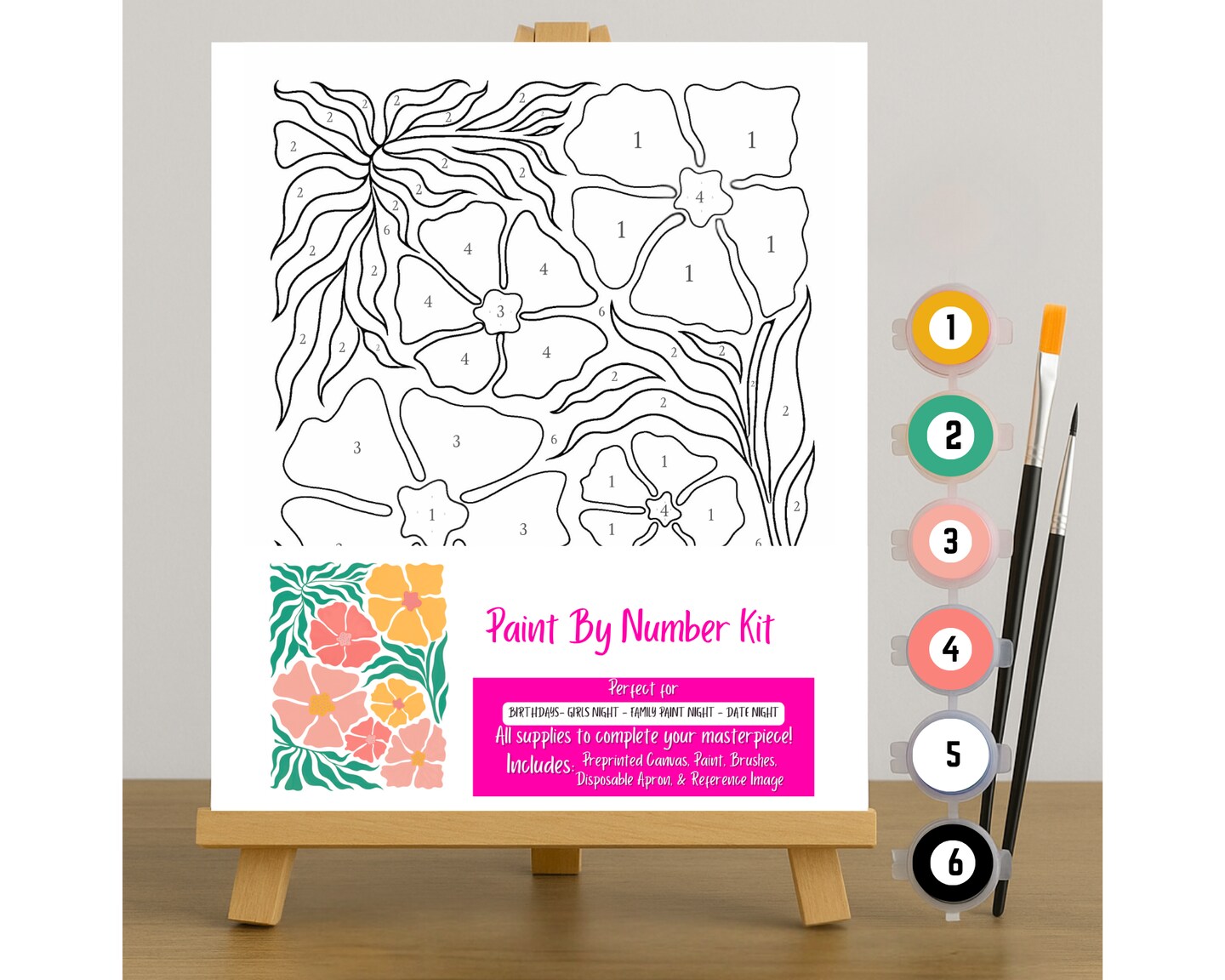 Floral Paint By Number Kit