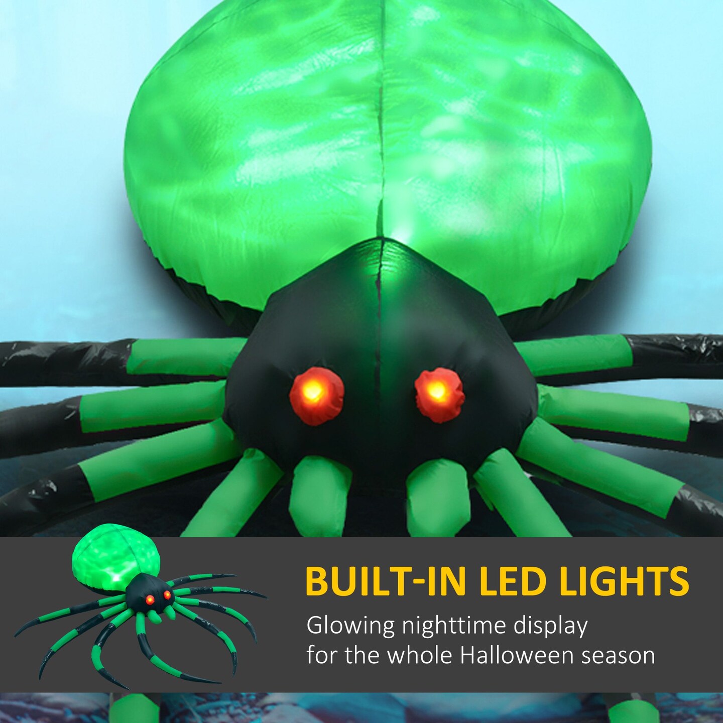 6&#x27; Halloween LED Yard Decor Crawling Spider, Blow Up Inflatable Outdoor Decoration for Garden, Waterproof