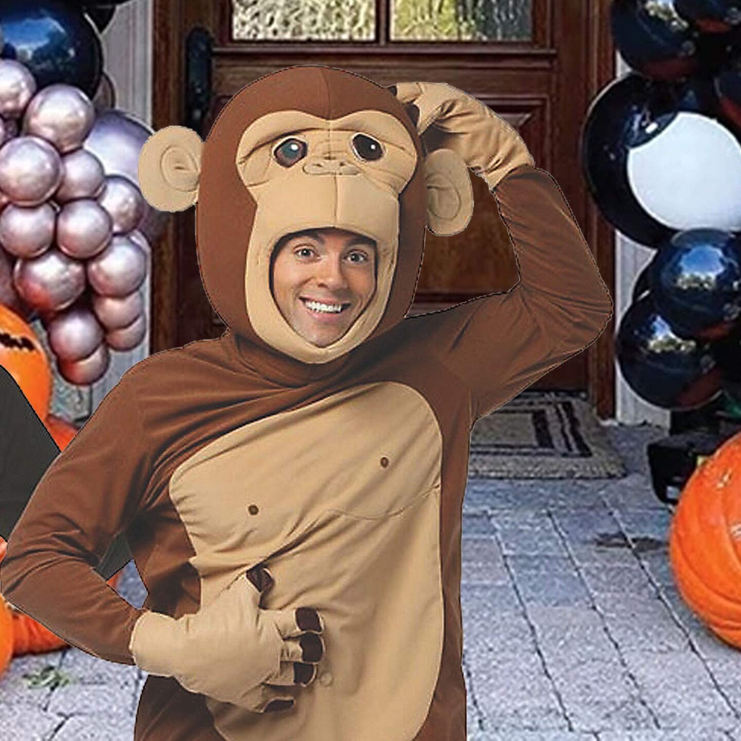 2 Pieces Banana and Monkey Couple Costume Polyester Easy Wear Fun Outfit