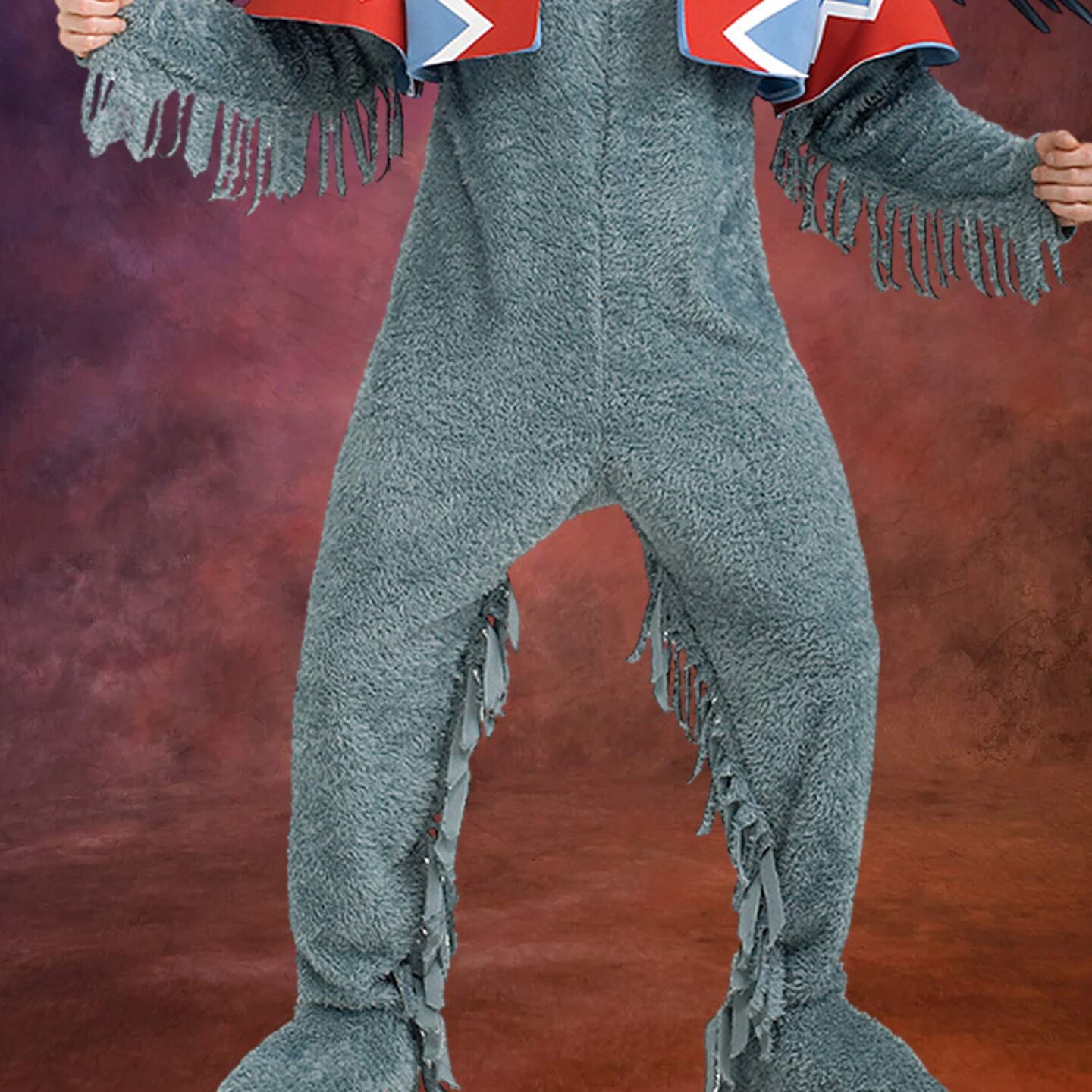 Adult Wizard of Oz Monkey Costume Grey Jumpsuit Headpiece Jacket Wings