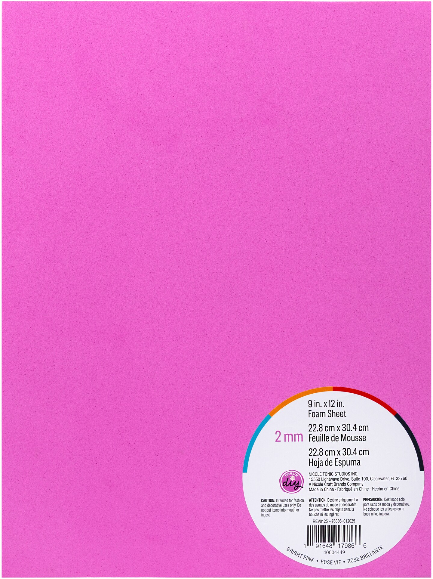 CousinDIY Foam Sheet 9&#x22;X12&#x22; 2mm-Brght Pink