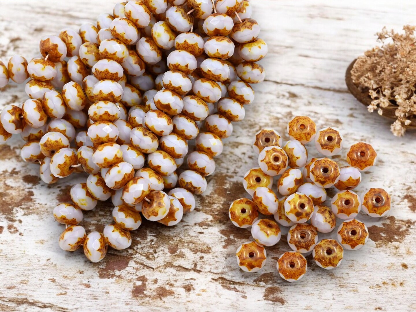 *25* 6x9mm Pale Pink Picasso Fire Polished Rondelle Beads