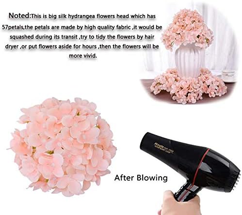 10PCS Silk Hydrangea Heads with Stems Artificial Flowers