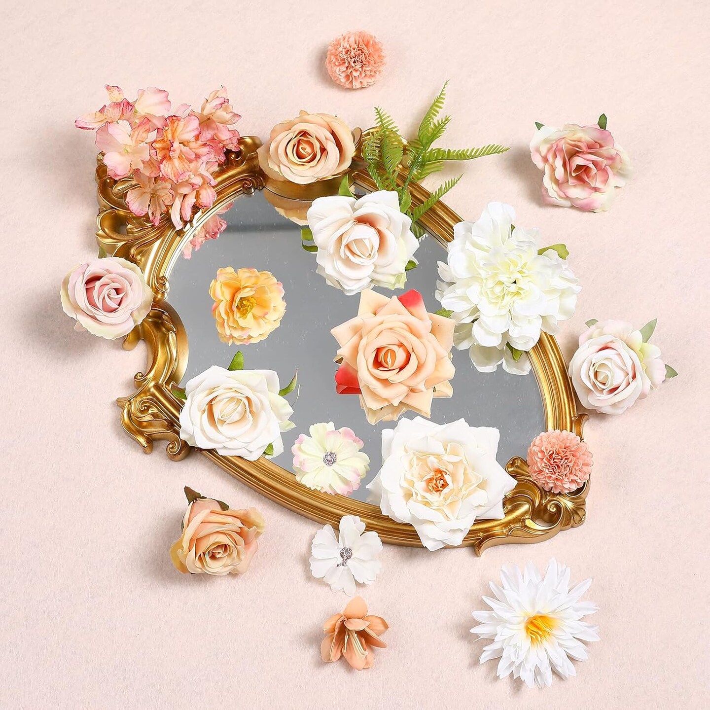 32pcs Artificial Flowers Rose Centerpieces Arrangements (Champagne Powder)