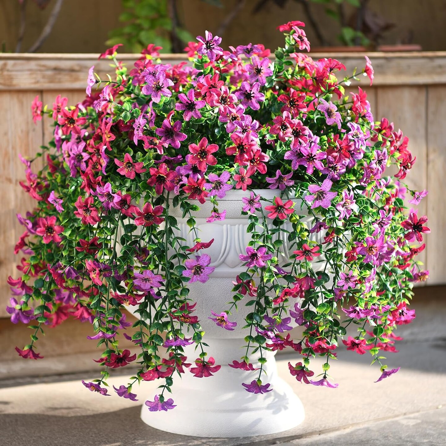 Artificial Hanging Flowers Plants for Outdoor,2 PCS Fake Silk Flowers