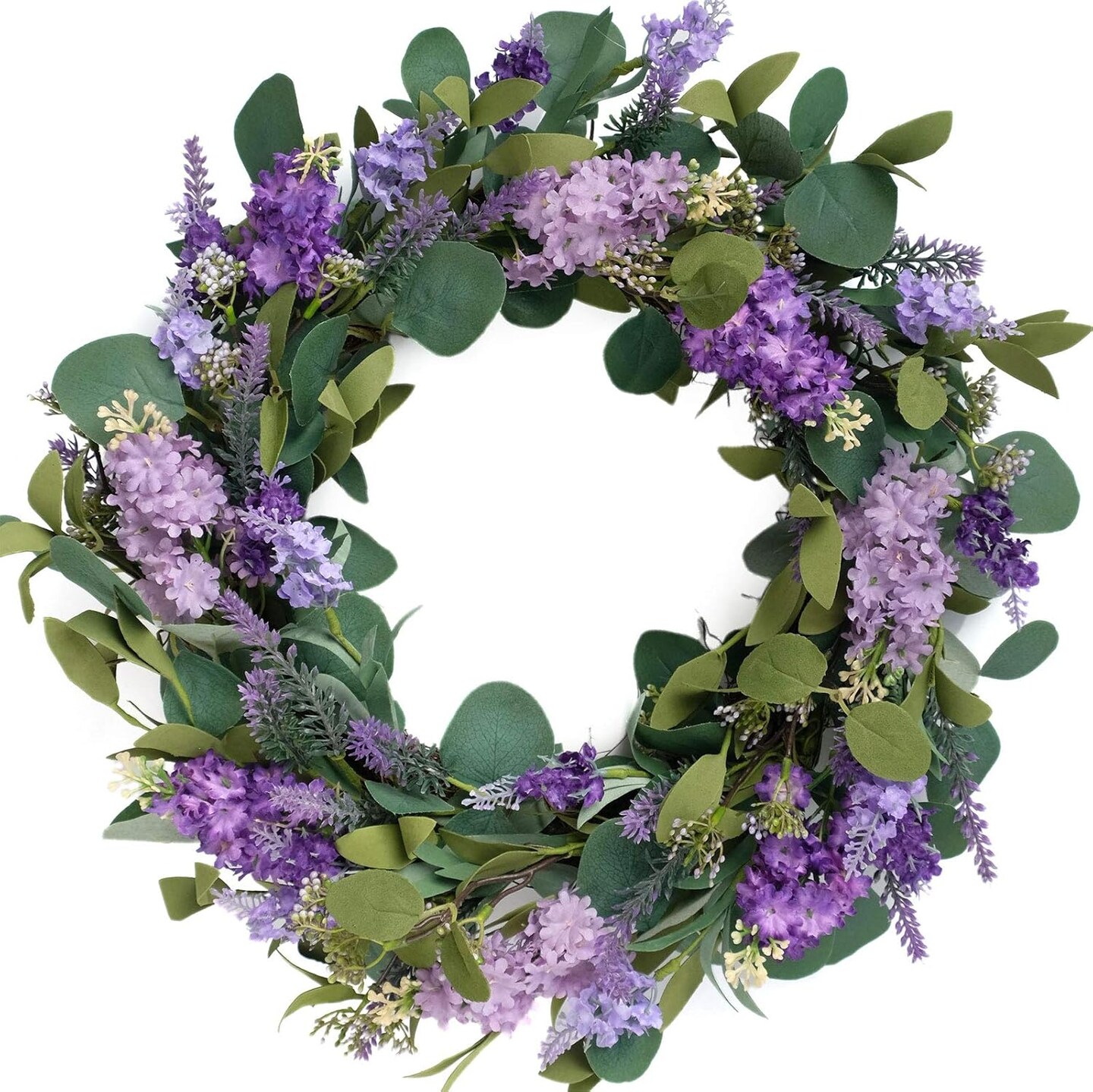 18”Artificial Flower Eucalyptus Leaves Wreath Rustic Farmhouse