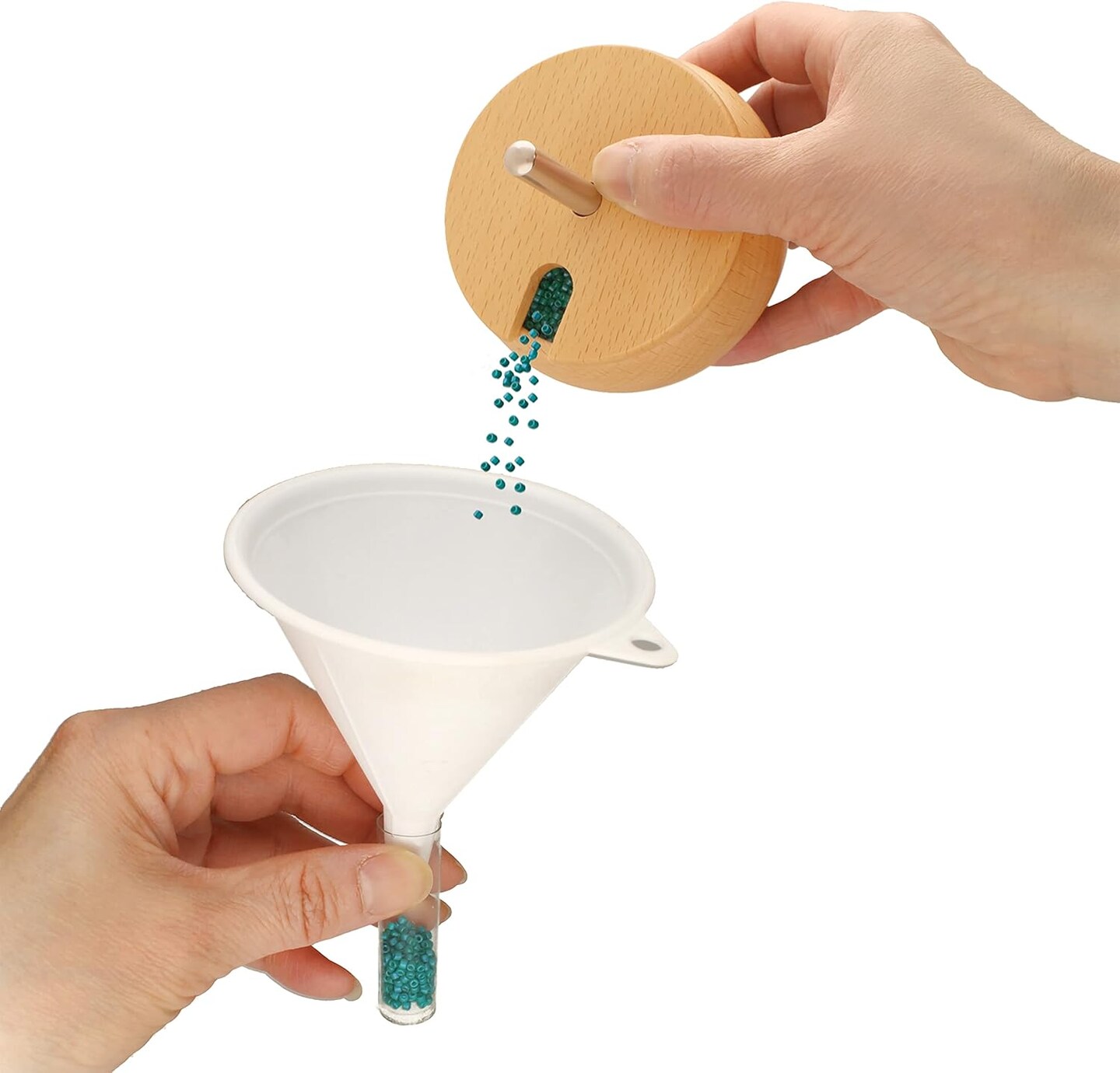 The Beadsmith Spin & String Duo – Includes 1 Base, 2 Wooden Bowls, 1 Wooden Lid and 2 Spinning Needles – Quickly & Efficiently String Seed Beads for Jewelry, Fringe & DIY Arts & Crafts Projects