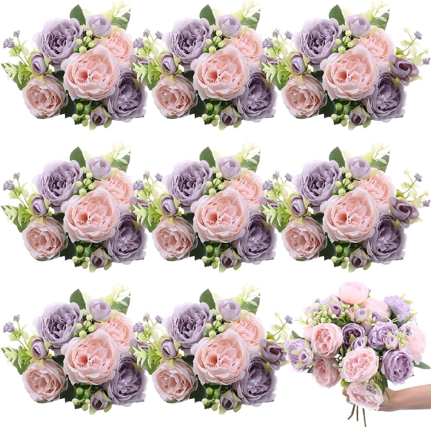 8 Bundles Artificial Peonies Flowers Boho Faux Flowers Arrangements