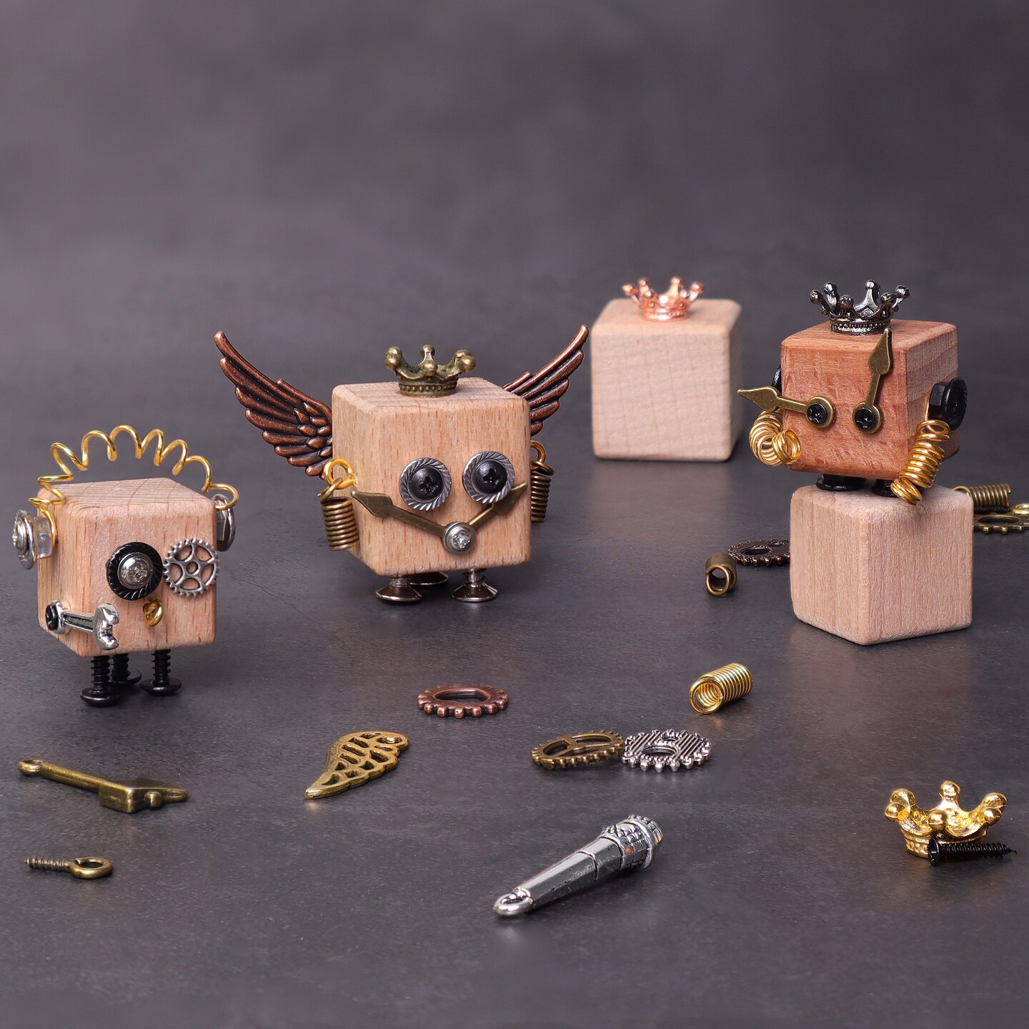 DIY Pocket Timberbot Kit – Build 2 Wooden Robots, Make Keychains