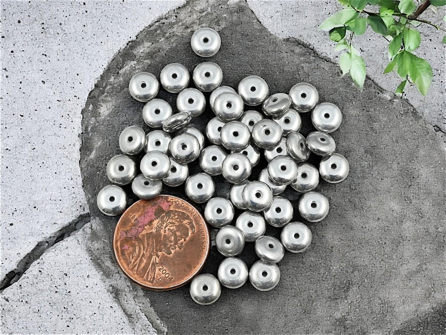 *50* 6x2mm Antique Silver Smooth Rondelle Beads