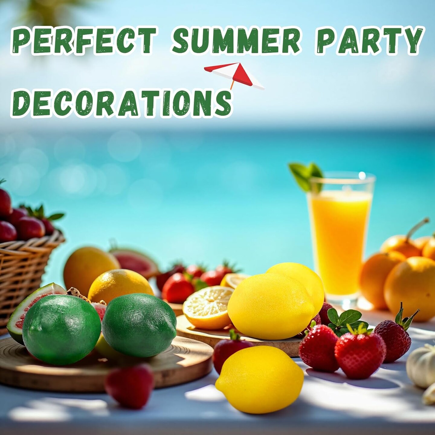 24PCS Faux Lemons & Limes with Leaves – 12 Lemons, 12 Limes, Realistic Artificial Fruit Decorations for Kitchen, Summer Party, and Table Centerpieces