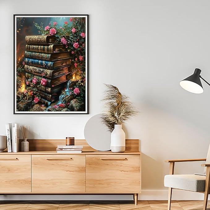 Paint by Numbers Kit for Adults,DIY Books Paint by Number Kits for Adults Beginners on Canvas,Unframed Flowers Watercolor Acrylic Art Painting Kits for Home Wall Decor 16 X 20 Inch