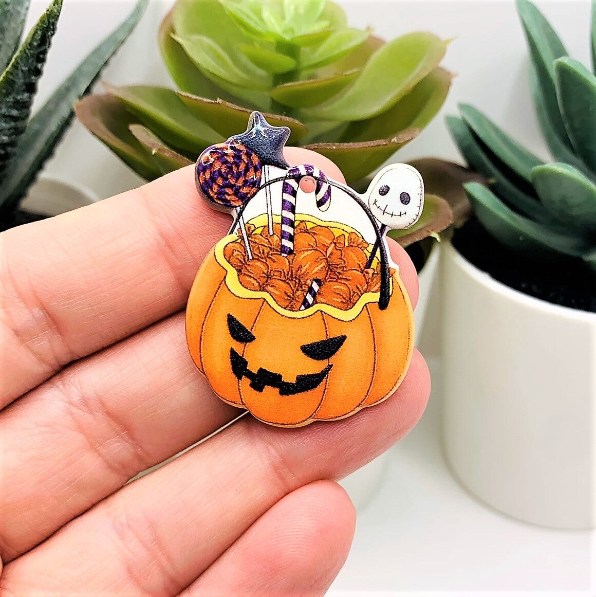 Halloween Pumpkin Candy Bowl Pendant, 28x36mm