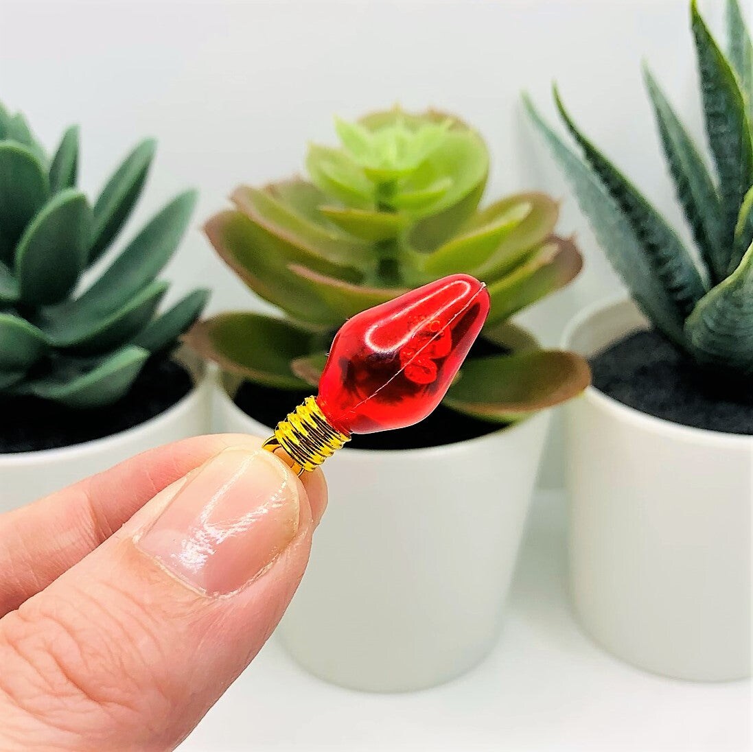 Red Christmas Lightbulb 3D Acrylic Charms, 12x30mm