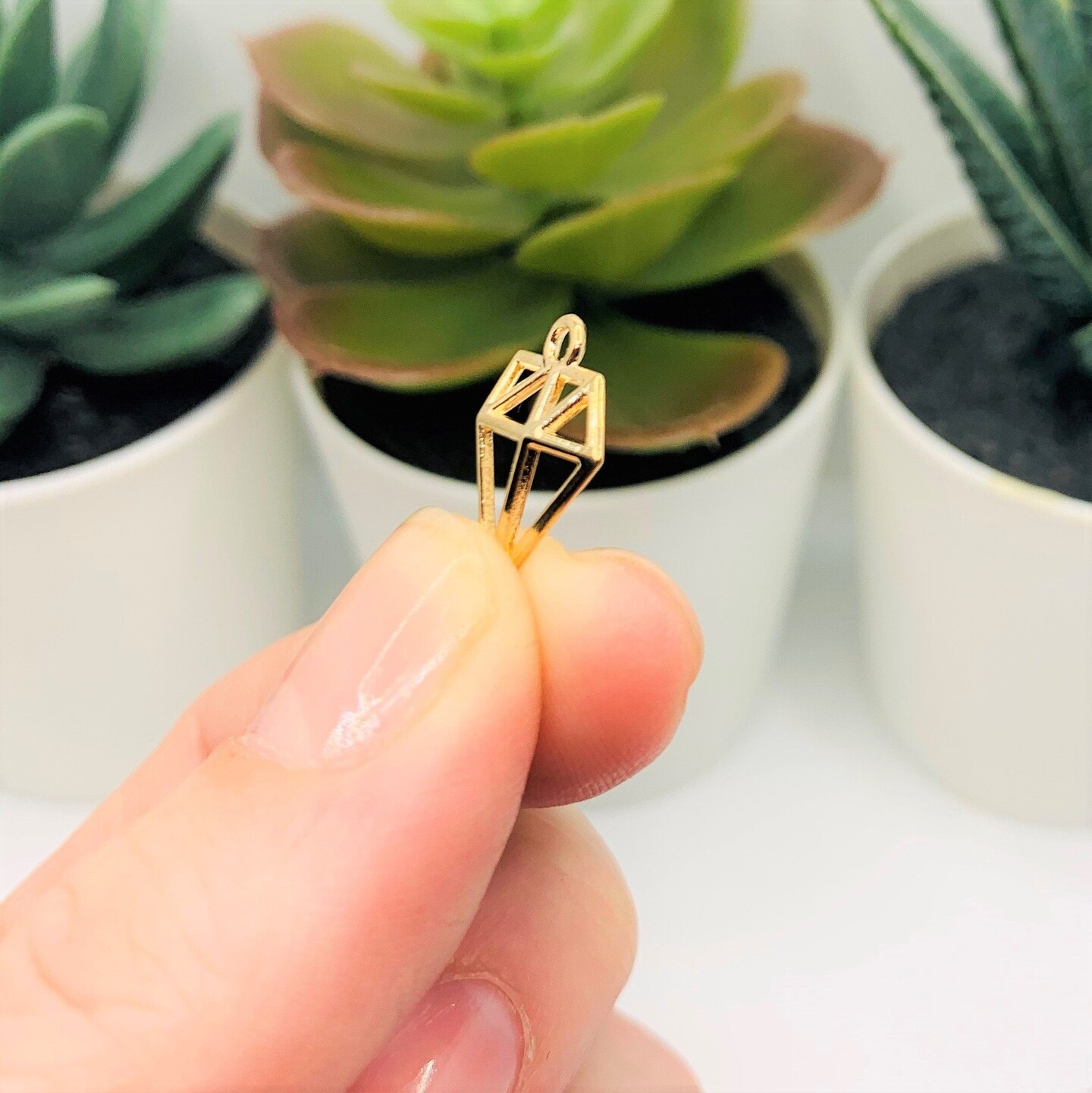 Gold Diamond Shape Charms, 16x14mm