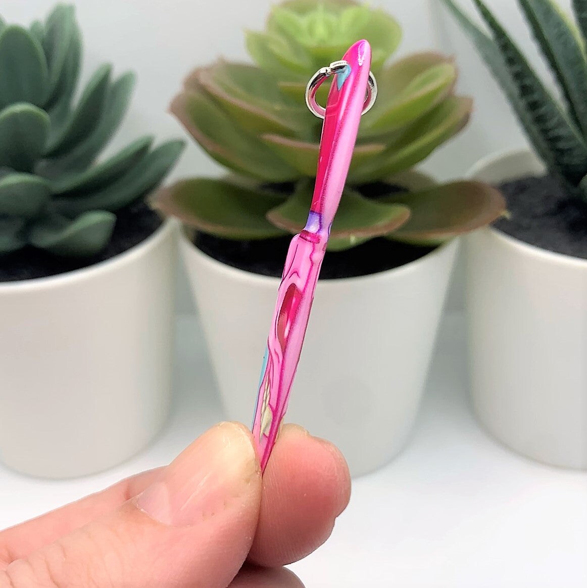 Pink Knife with Skull Face Halloween Charms, 55x8mm