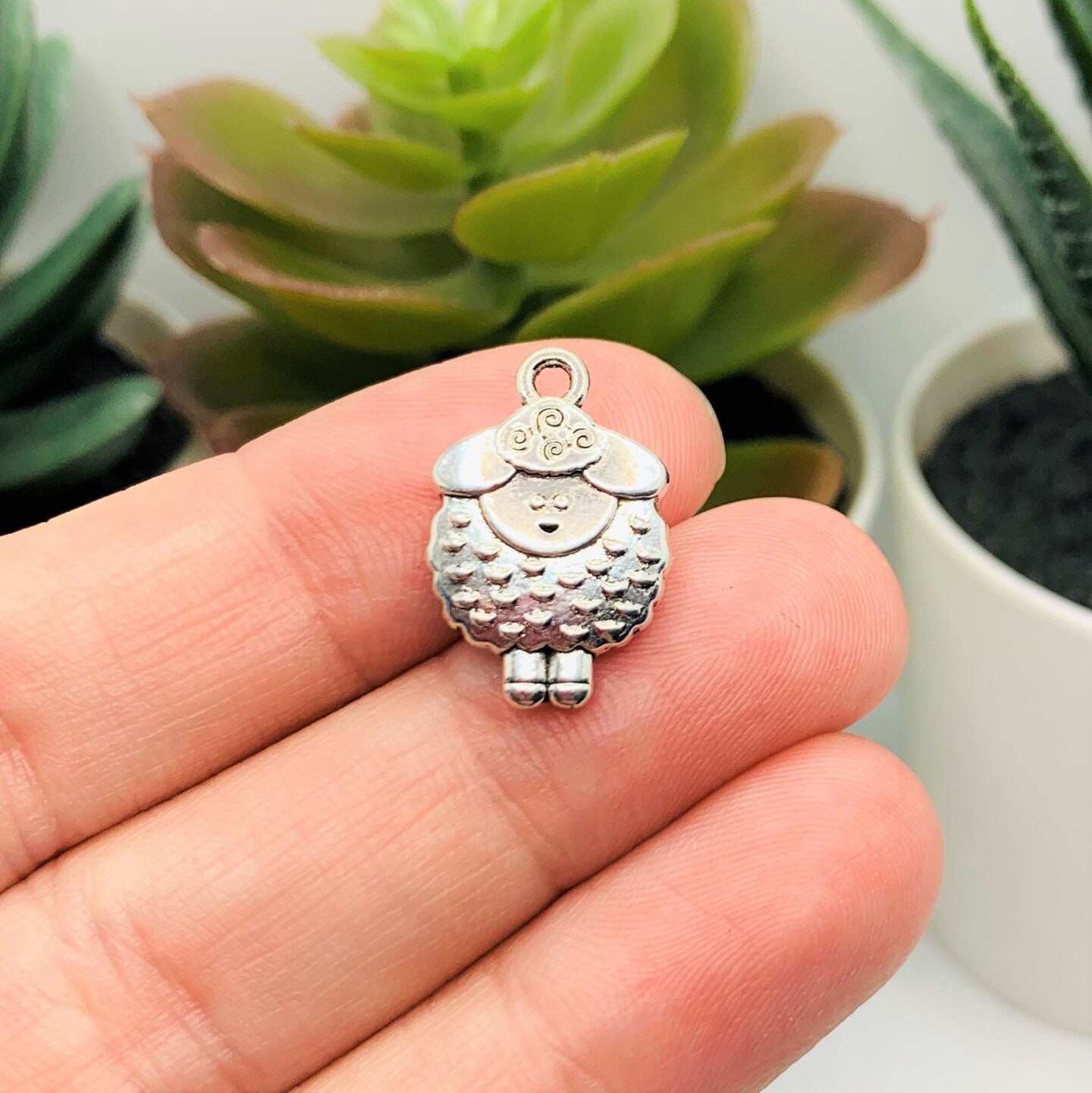 Silver Sheep and Lamb Charms, 20x13mm