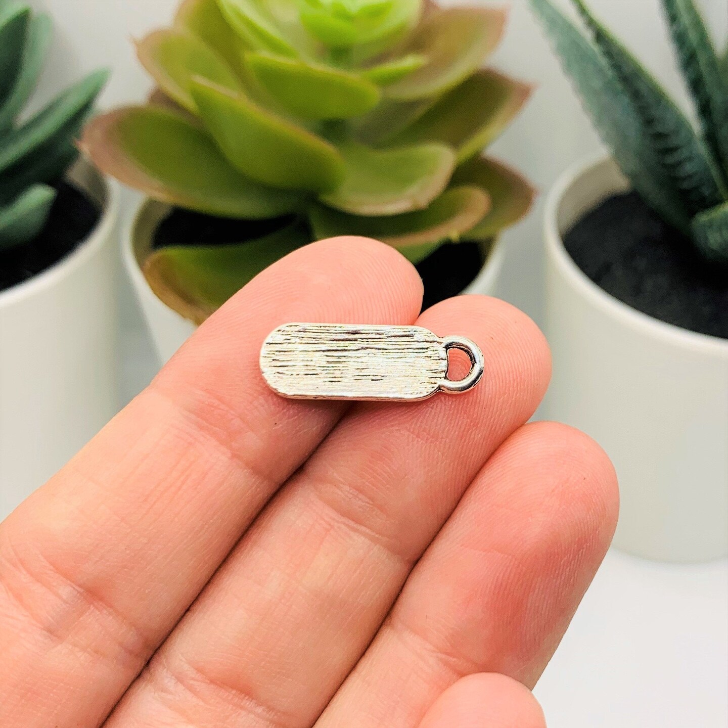 Small Silver Joy Tag Charms, 20x7mm