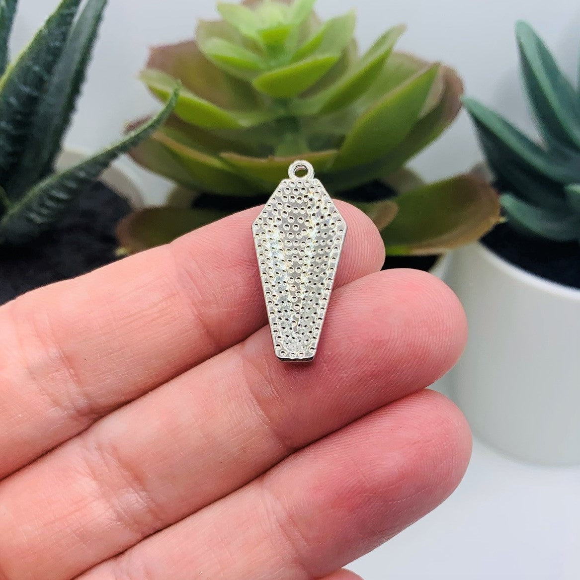 Red and Silver Vampire Coffin Charms, 26x11mm