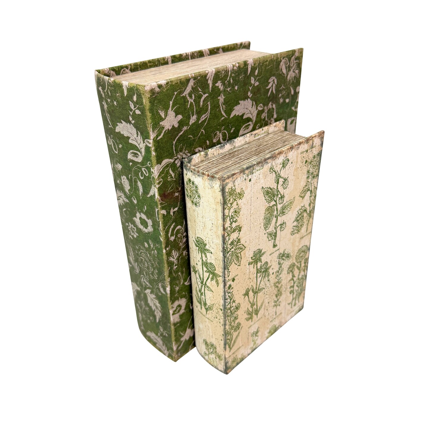 Botanical Decorative Book Boxes Set of 2 Wood Felt Lined Magnetic