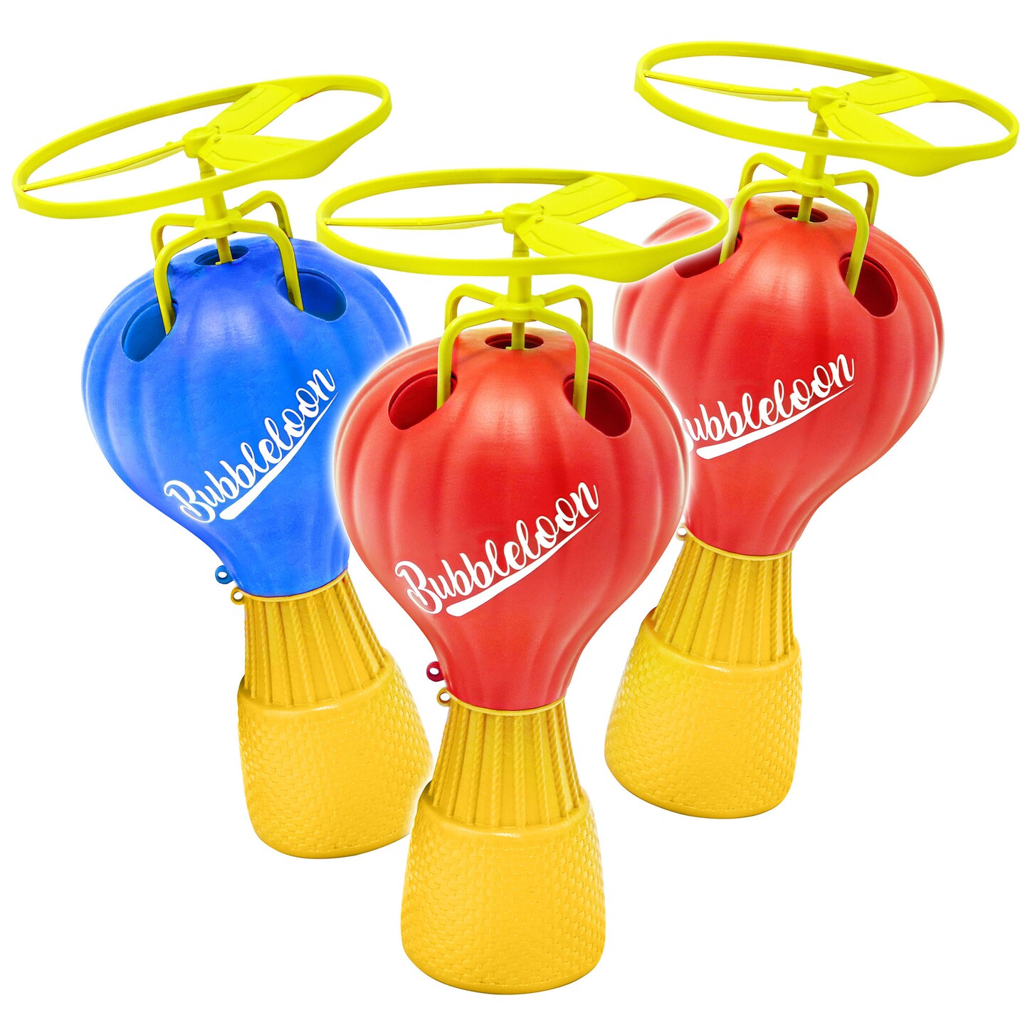 Lanard: Bubble Club Bubbleloon 3 Pack Bundle - Blue &#x26; 2 Red, Bubble Helicopter Flying Toys, Rip Cord Launcher, Easy Setup, Outdoor Play, Kids Ages 3+