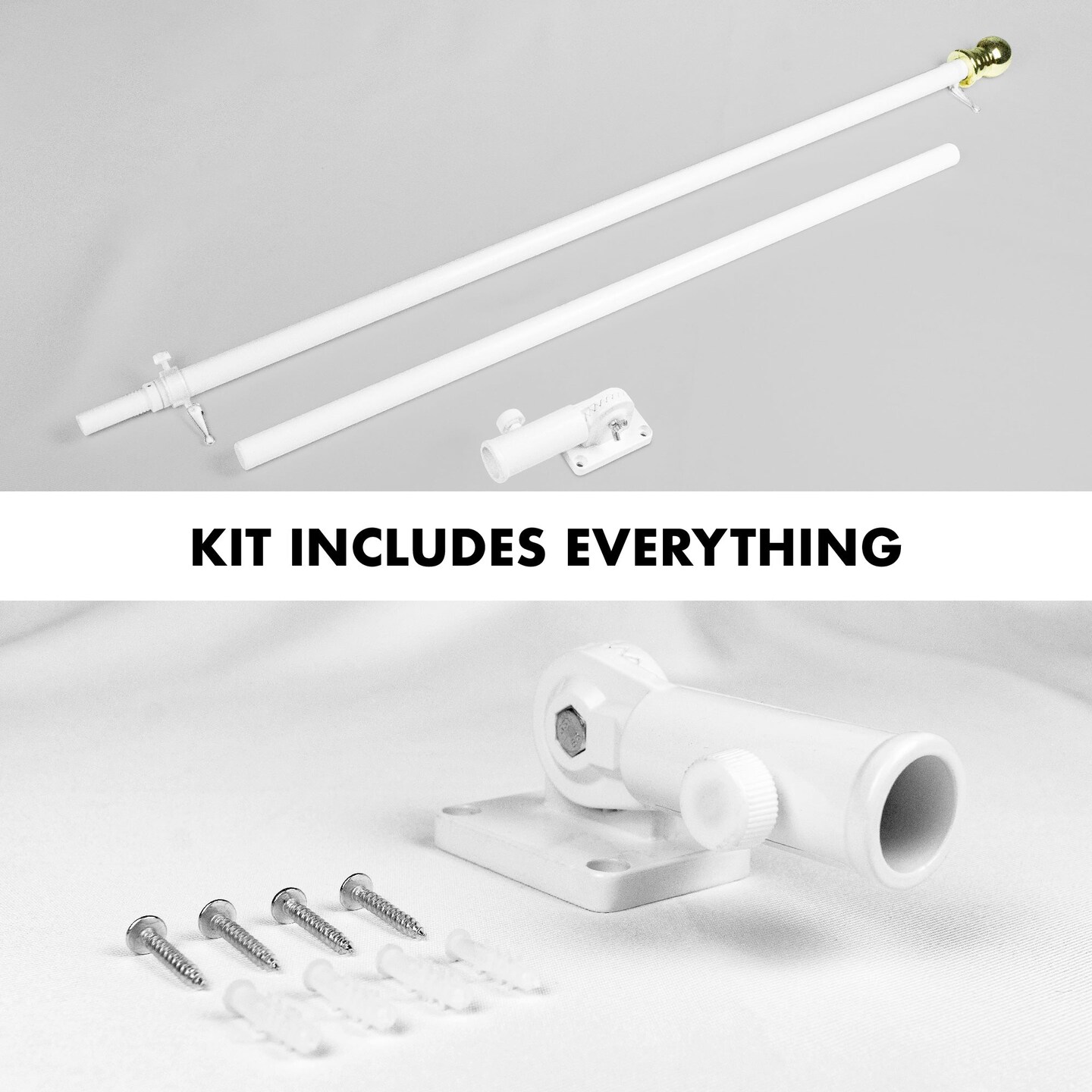 G128 6 Ft Tangle Free Aluminum Spinning Flagpole (White)