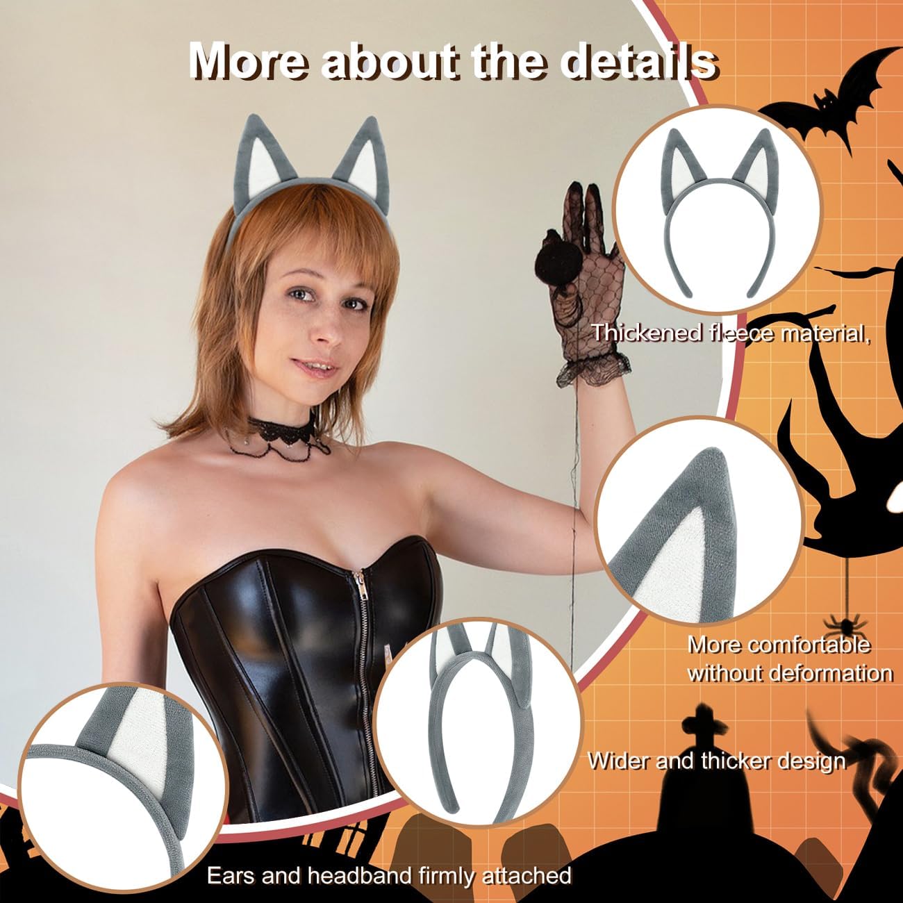 Animals Ears Headband Handmade Realistic Wolf Dog Costume Accessories for Cosplay Party Supplies Halloween Costume