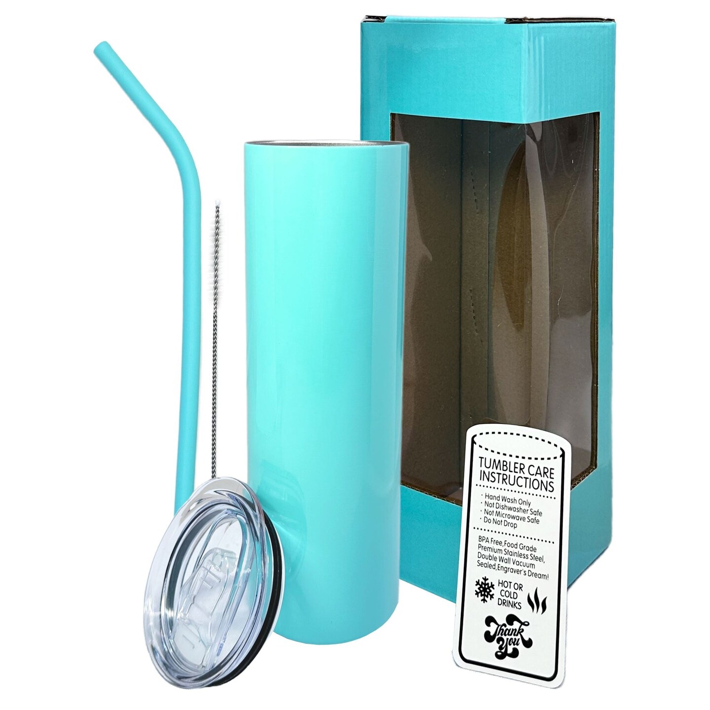 ProSub 20oz Epoxy & Engravable Coated Stainless Steel Skinny Tumbler - Teal