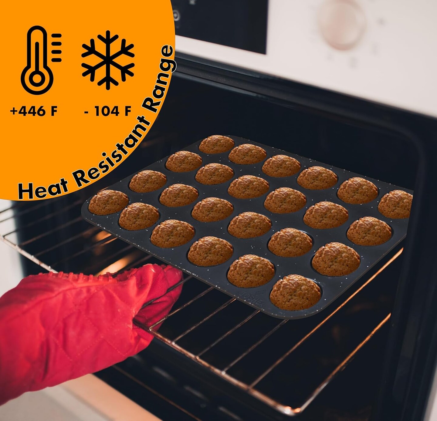 Silicone Muffin Pan 24 Cup Regular Silicone Cupcake Pan [2 Pack] Non-stick Baking Molds Great for Making Muffin Cakes, Bread, Tart, Brownies (Cream &#x26; Orange, 2 Pack 24 Cup Mini)