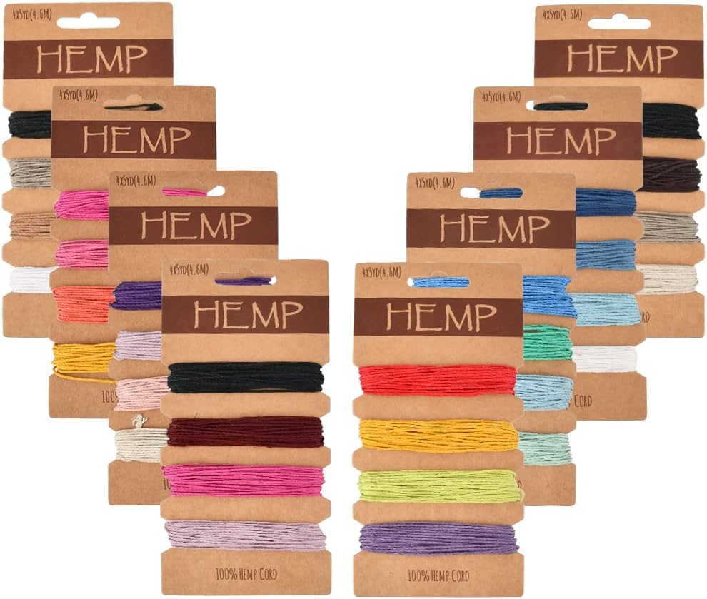 30 Colors 160 Yards Hemp Cord String for Jewelry Making, Multi-Color Flax String Cord, Natural Twine Cord Rope String for Handmade Bracelets Keychains Craft Making Accessories, 1 mm