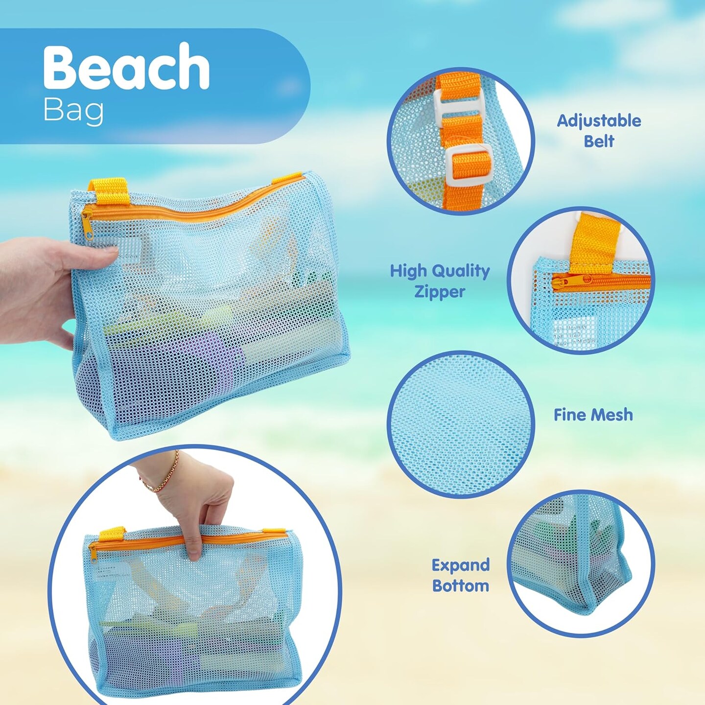 4E&#x27;s Novelty 1 Set Shark Tooth Sifter &#x2013; Packable Beach Toy Set